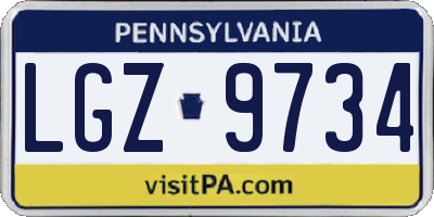 PA license plate LGZ9734