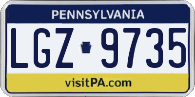 PA license plate LGZ9735