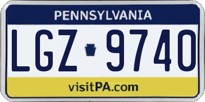 PA license plate LGZ9740