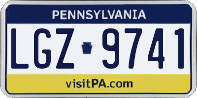 PA license plate LGZ9741