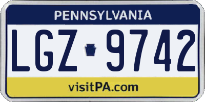 PA license plate LGZ9742
