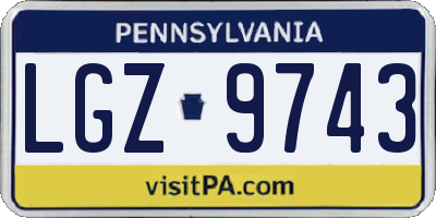 PA license plate LGZ9743