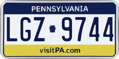 PA license plate LGZ9744
