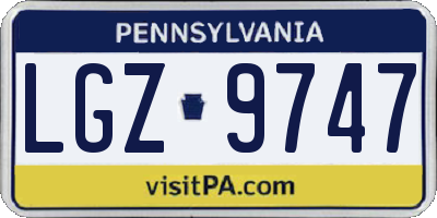 PA license plate LGZ9747