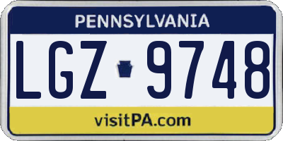 PA license plate LGZ9748