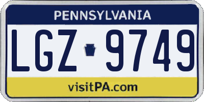 PA license plate LGZ9749