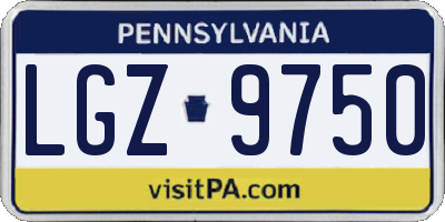 PA license plate LGZ9750