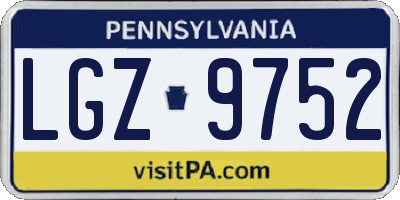 PA license plate LGZ9752