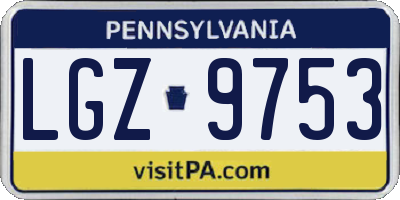 PA license plate LGZ9753