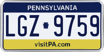 PA license plate LGZ9759