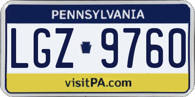 PA license plate LGZ9760