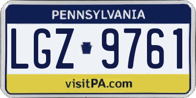 PA license plate LGZ9761