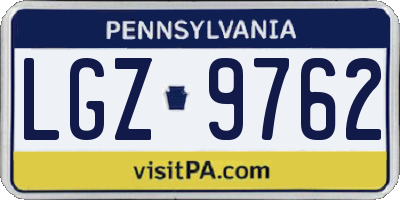 PA license plate LGZ9762