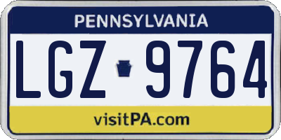 PA license plate LGZ9764