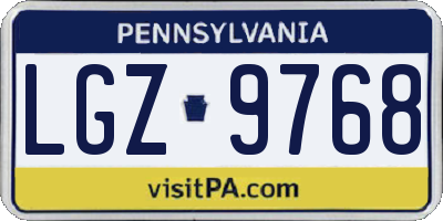PA license plate LGZ9768