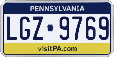 PA license plate LGZ9769