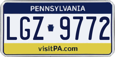 PA license plate LGZ9772