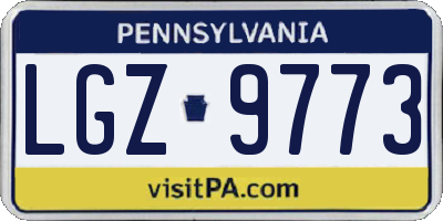 PA license plate LGZ9773