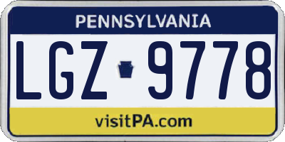 PA license plate LGZ9778