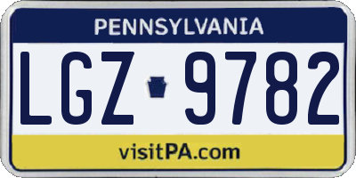 PA license plate LGZ9782
