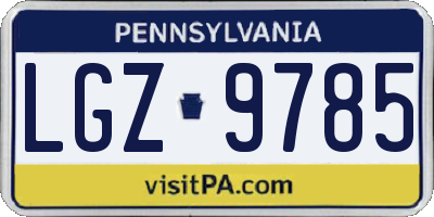 PA license plate LGZ9785