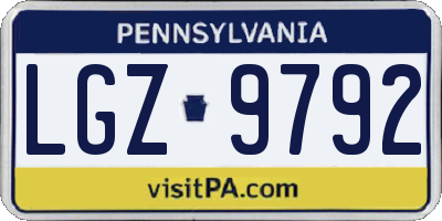 PA license plate LGZ9792