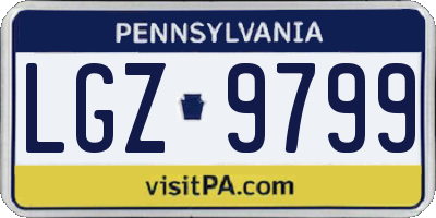 PA license plate LGZ9799