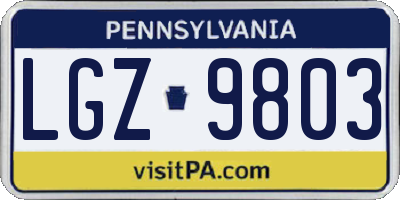PA license plate LGZ9803