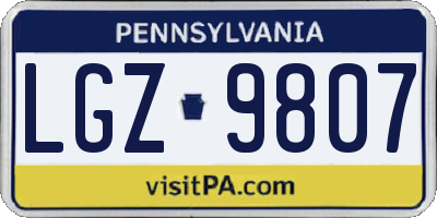 PA license plate LGZ9807
