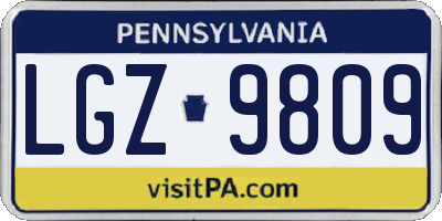 PA license plate LGZ9809