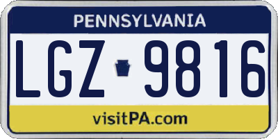 PA license plate LGZ9816