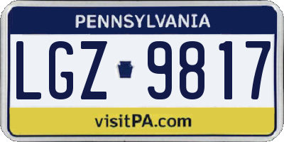 PA license plate LGZ9817