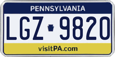 PA license plate LGZ9820