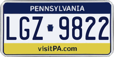 PA license plate LGZ9822