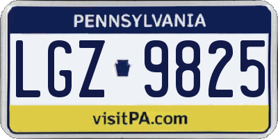 PA license plate LGZ9825