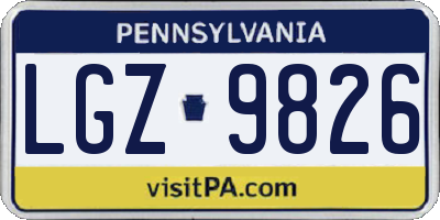 PA license plate LGZ9826