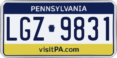 PA license plate LGZ9831