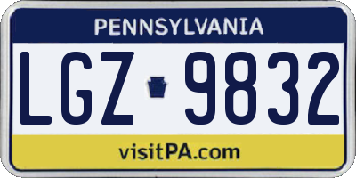 PA license plate LGZ9832