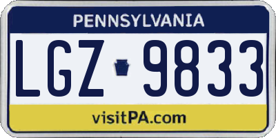 PA license plate LGZ9833