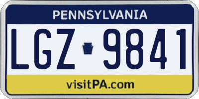 PA license plate LGZ9841