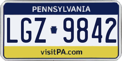 PA license plate LGZ9842