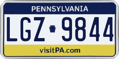 PA license plate LGZ9844