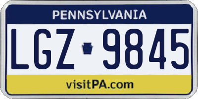 PA license plate LGZ9845