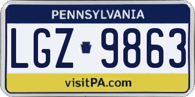 PA license plate LGZ9863