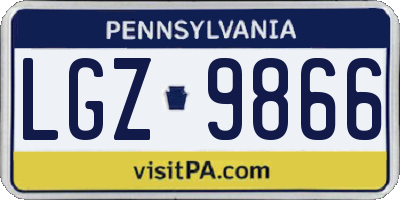 PA license plate LGZ9866