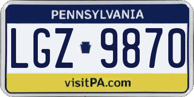 PA license plate LGZ9870