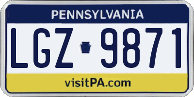 PA license plate LGZ9871