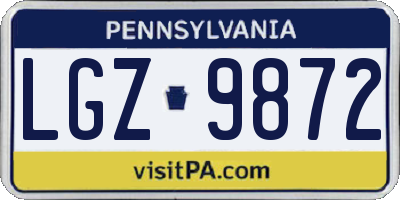 PA license plate LGZ9872