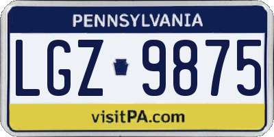 PA license plate LGZ9875