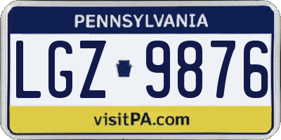 PA license plate LGZ9876
